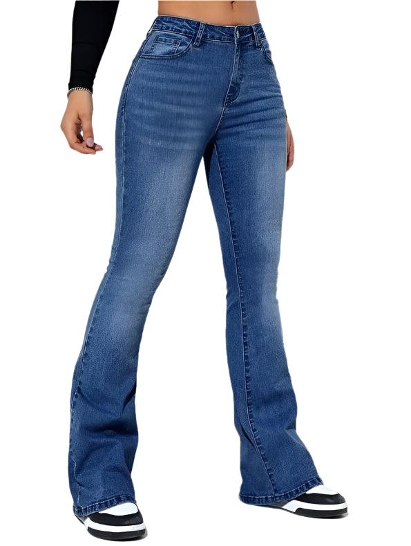 High-Waist Slim Fit Flare Jeans – European & American Hot-Selling Elastic Denim - JVMCL