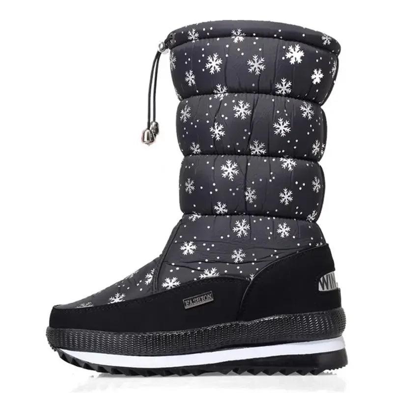 Platform Spring Winter Thick Waterproof Non-slip Fashion Fur Women Snow Boots - JVMCL