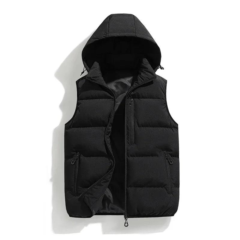 Warm and Stylish Men's Autumn and Winter Thick Hooded Vest with Detachable Hat - JVMCL