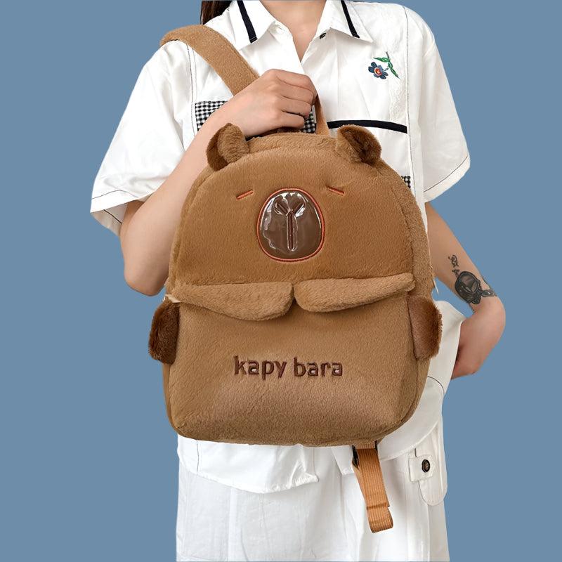 Cute Animal Embroidered Large-Capacity Plush Shoulder Bag Backpack for Outings - JVMCL