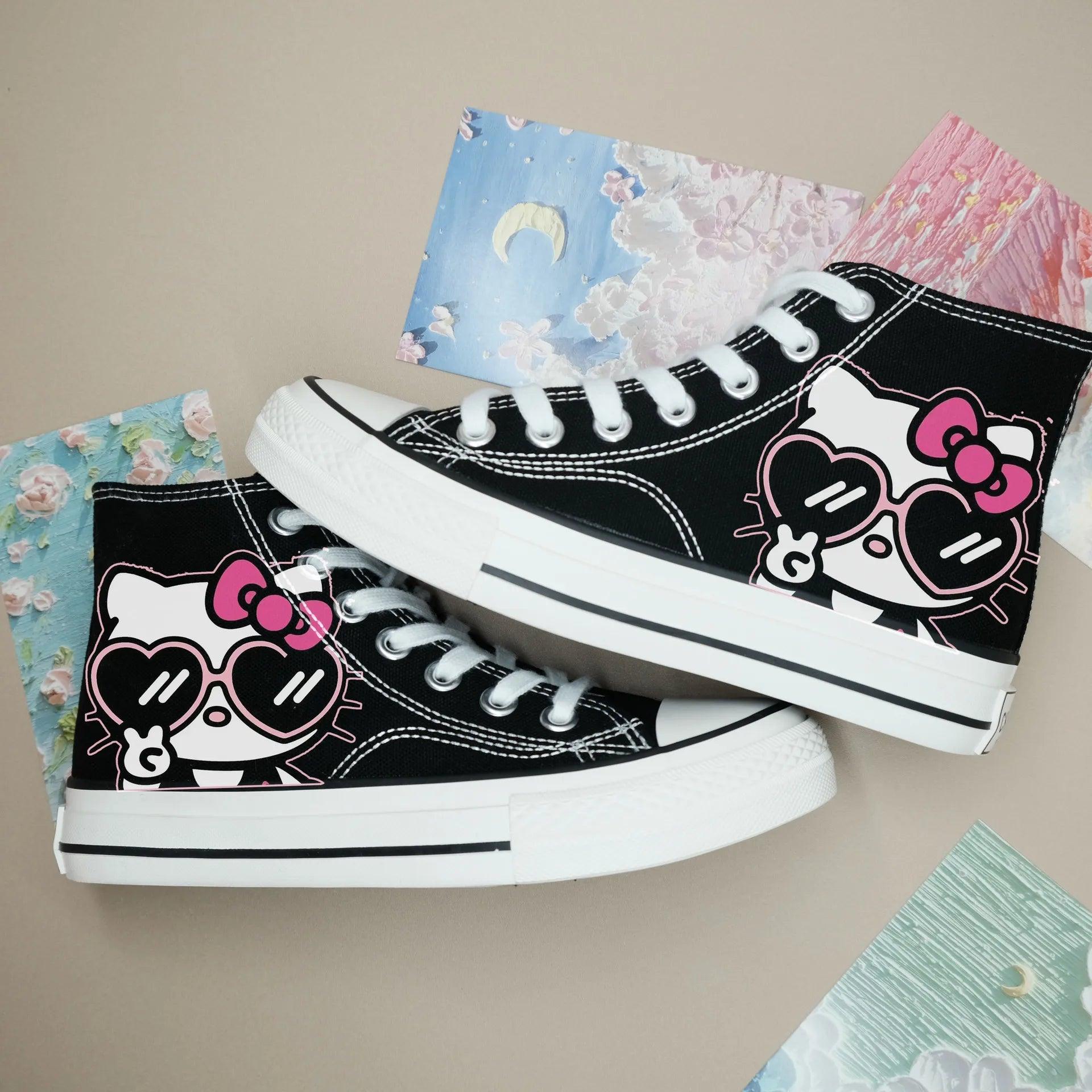 High-Top Canvas Sports Flat Sneakers – Anime-Inspired Unisex Casual Shoes - JVMCL