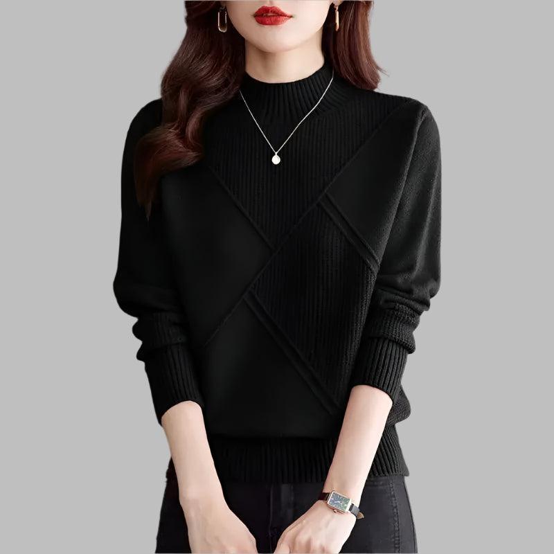 Fashionable Puff Sleeve Bottoming Half Turtleneck Loose Knitted Sweater - JVMCL