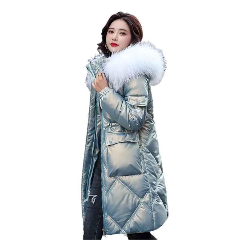 Warm and Stylish All Winter Long Women’s Hooded Fur Collar Parka Jacket - JVMCL