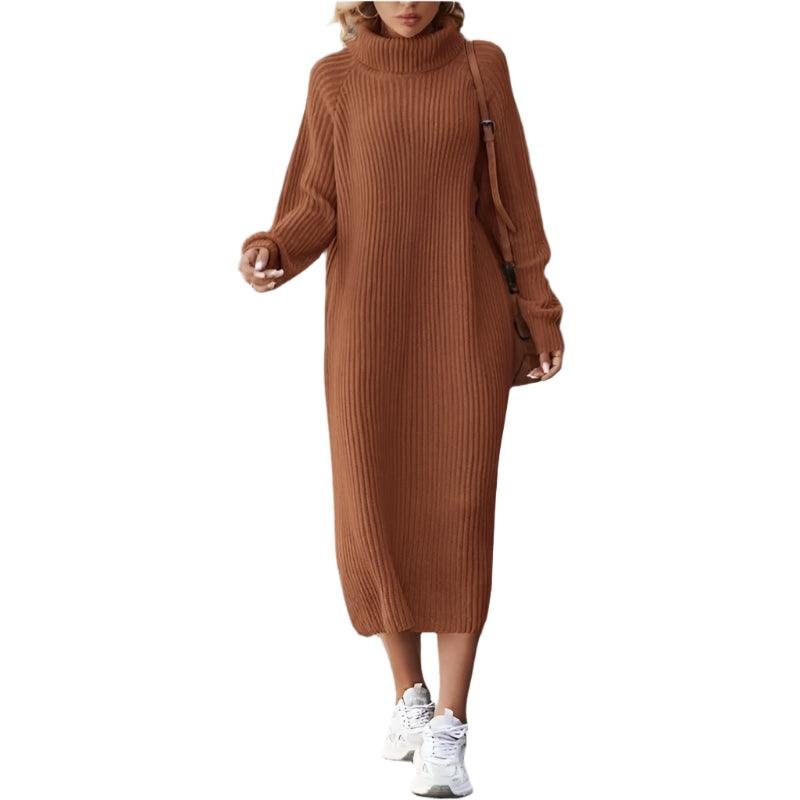 Warm Chic Loose Fit Mini Turtleneck Autumn/WinterLong Sleeve Sweater Dress - JVMCL