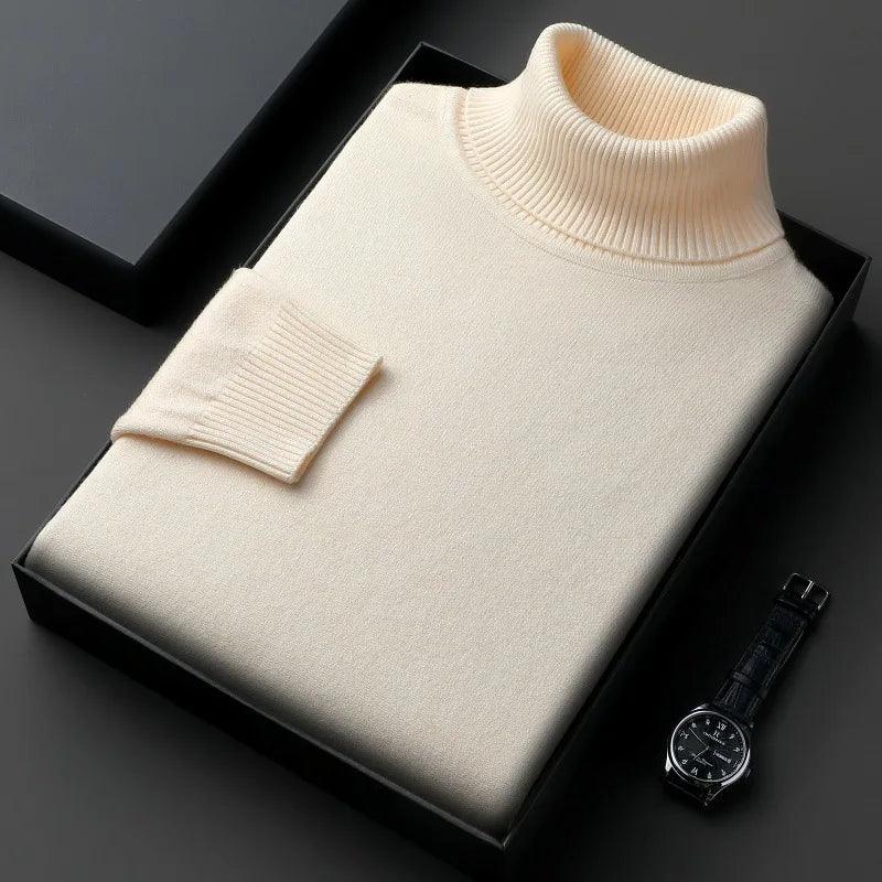 Men’s Knitted Turtleneck Sweater – Slim Fit, Anti-Pilling, Long Sleeve Pullover - JVMCL