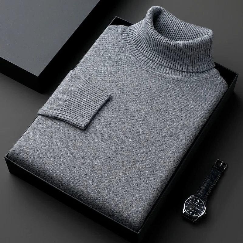 Men’s Knitted Turtleneck Sweater – Slim Fit, Anti-Pilling, Long Sleeve Pullover - JVMCL