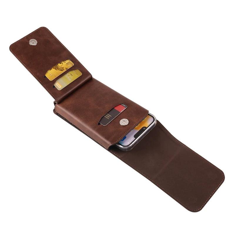 Leather Belt Case – Mobile Phone Waist Bag for iPhone 16, 15, 14, 13, 12 Series