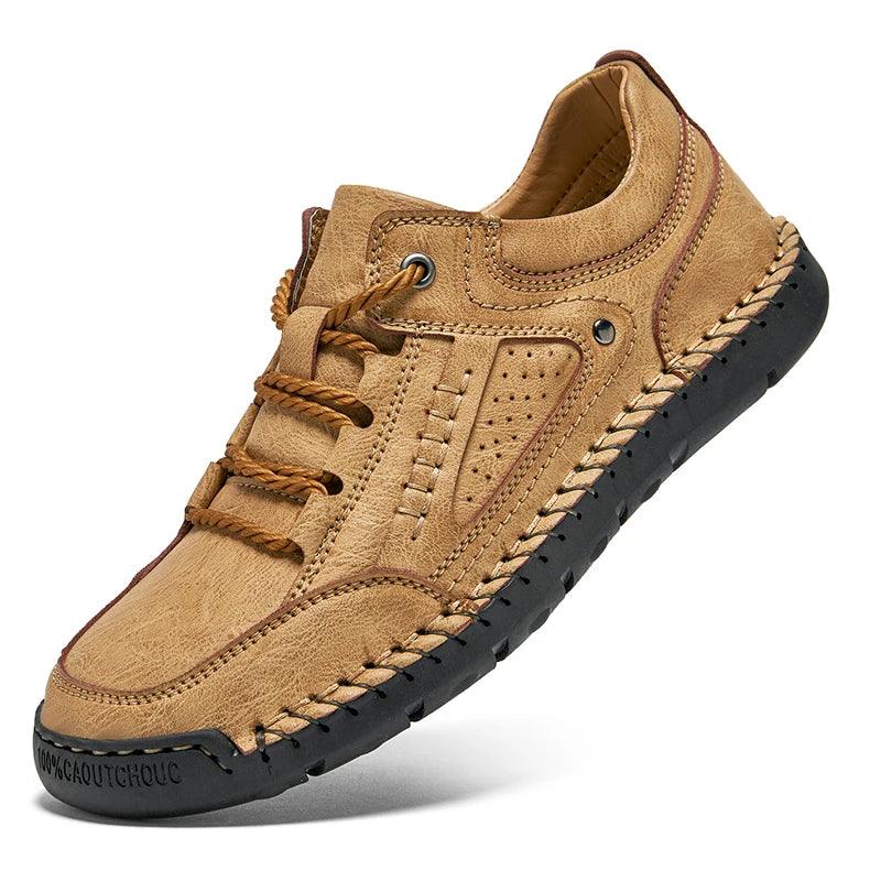 Men's Leather Casual Shoes – Handmade Lace-Up Flats for Men Size 38-48 - JVMCL