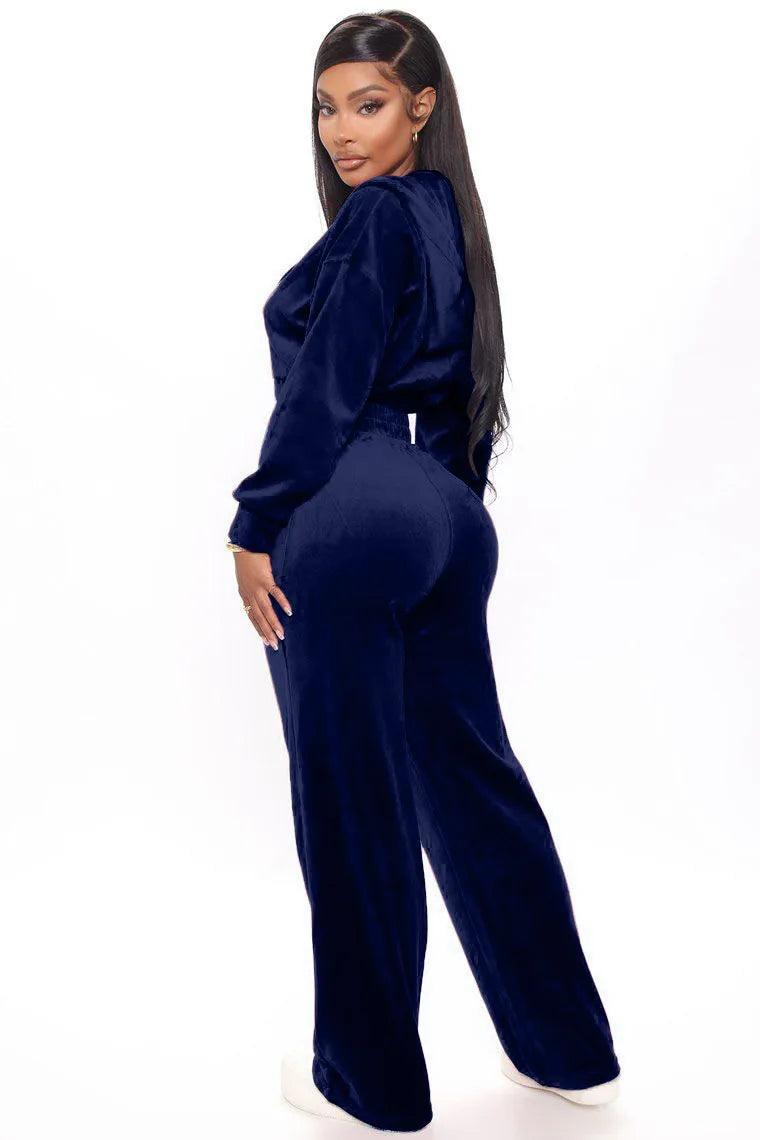 Women's Sport Tracksuit – Velvet Hooded Jacket & Jogger Pants for Fitness & Casual Wear - JVMCL