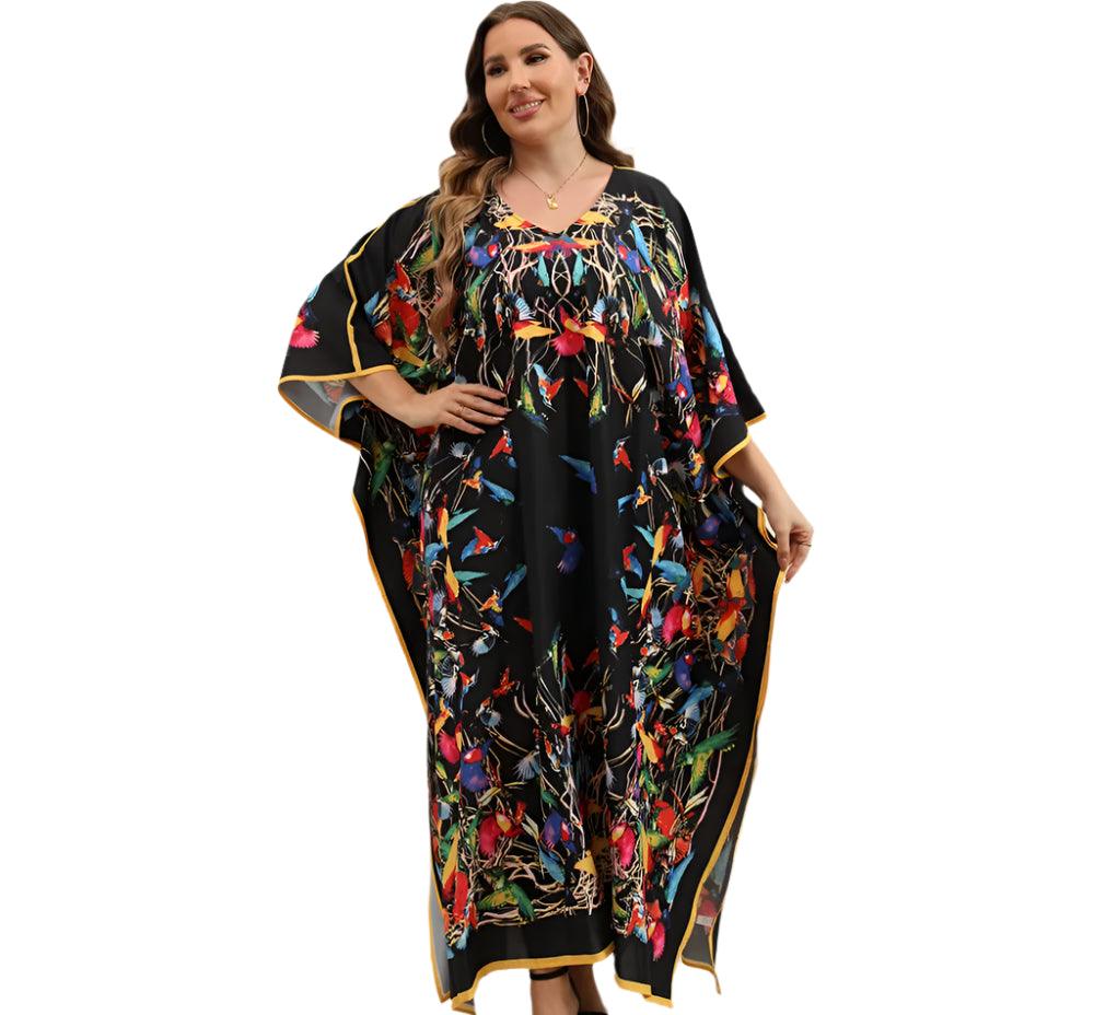 Plus Size Bohemian Nightdress - Silky Beach Robe & Homewear for Women - JVMCL