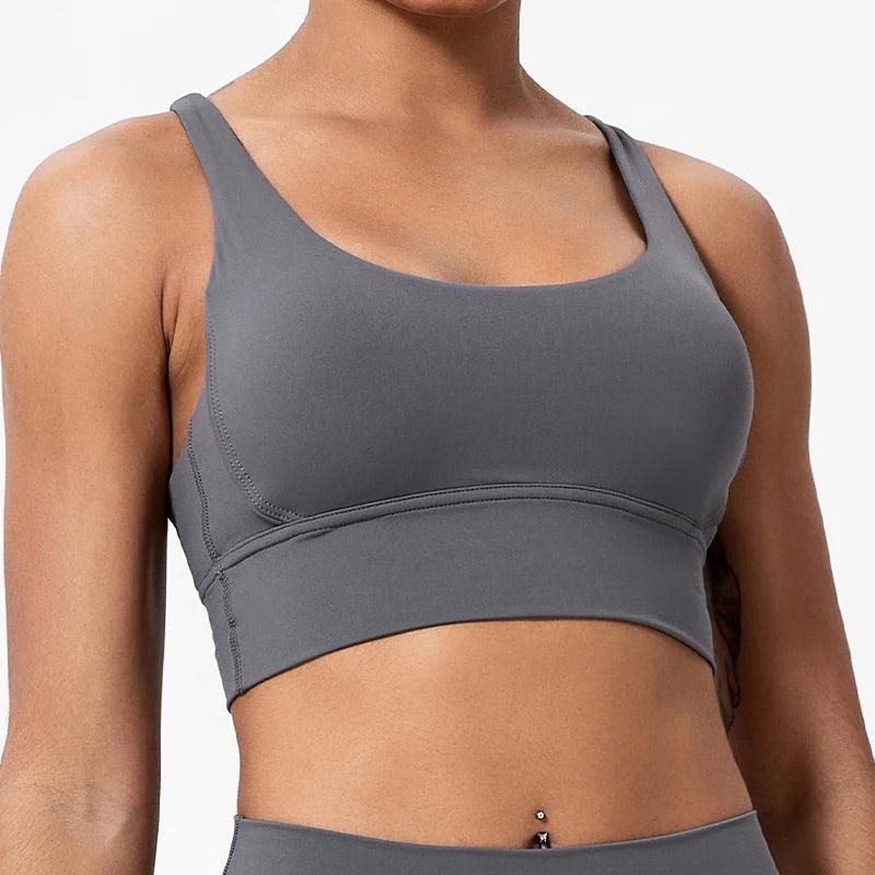 Women's Push-Up Cross-Back Sports Bra – Shockproof & Breathable Workout Crop Top - JVMCL