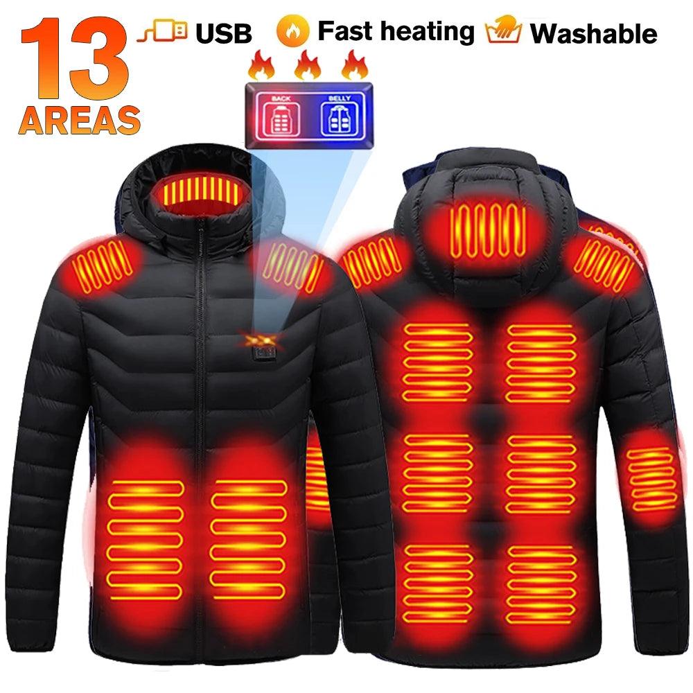 21-Area Heated Waterproof Winter Coat – USB-Powered Warm Vest for Men & Women - JVMCL