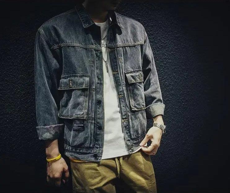 Men's High-Quality Loose Fit Denim Jacket –Trendy Retro Style with Pocket Decor - JVMCL