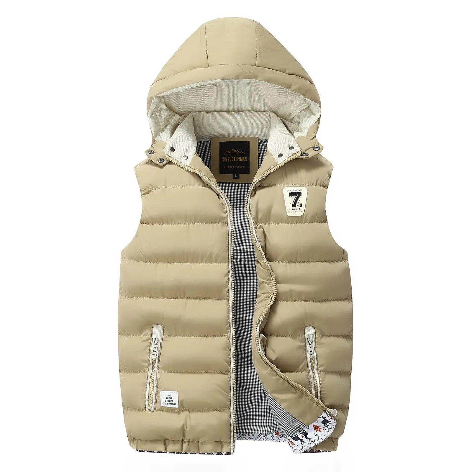 Fashion Comfortable Men's Winter Hooded Vest - Casual Outdoor Cotton-Padded Jacket - JVMCL