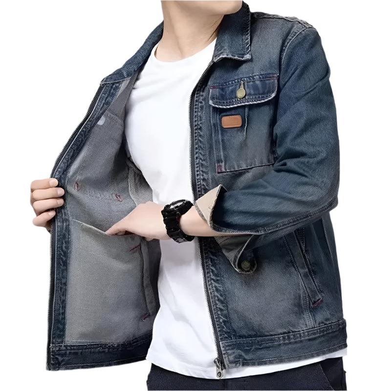 All-in-one Stylish Men's Denim Overalls Multi Pocket Autumn Winter Jacket - JVMCL