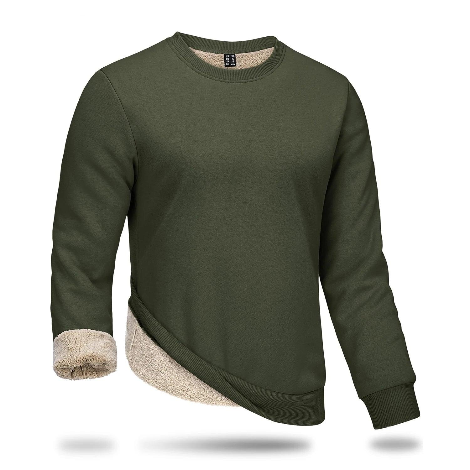 Men's Thickened Heavy Sherpa-Line Fleece Crewneck Sweatshirt Pullover - JVMCL