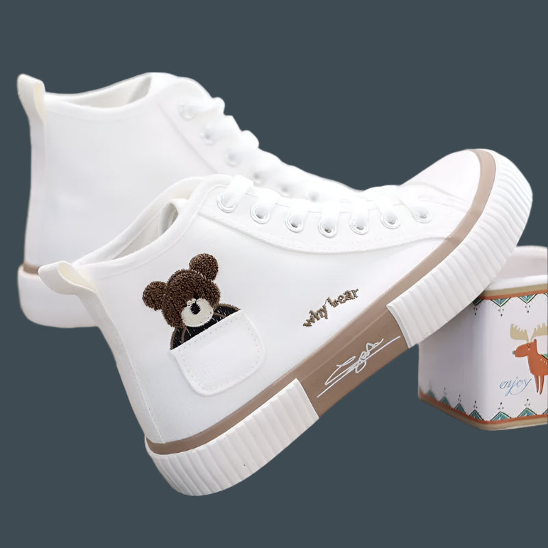 Cute High-Top Canvas Sneakers – Breathable & Stylish Print Vulcanized Shoes - JVMCL