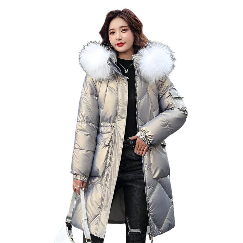 Warm and Stylish All Winter Long Women’s Hooded Fur Collar Parka Jacket - JVMCL