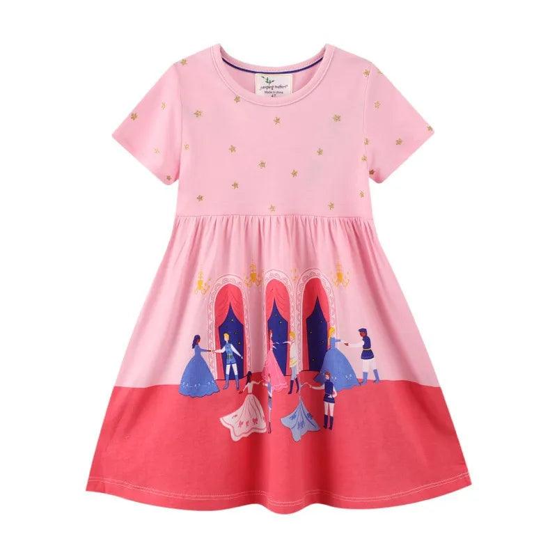 Charming Ladybug Embroidered Girls' Princess Dress –Summer Stripe Frock for Kids - JVMCL