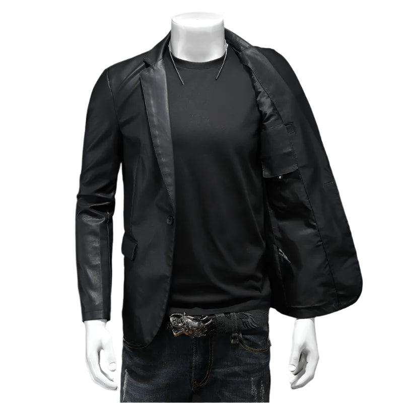 Men's Slim Fit Leather Jackets Motorcycle Coats -Leather Suede Outerwear (5XL) - JVMCL