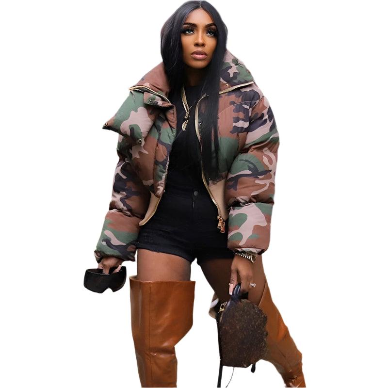 Fashion Streetwear Camouflage Women's Stay Warm and Stylish WinterPuffer Jacket - JVMCL