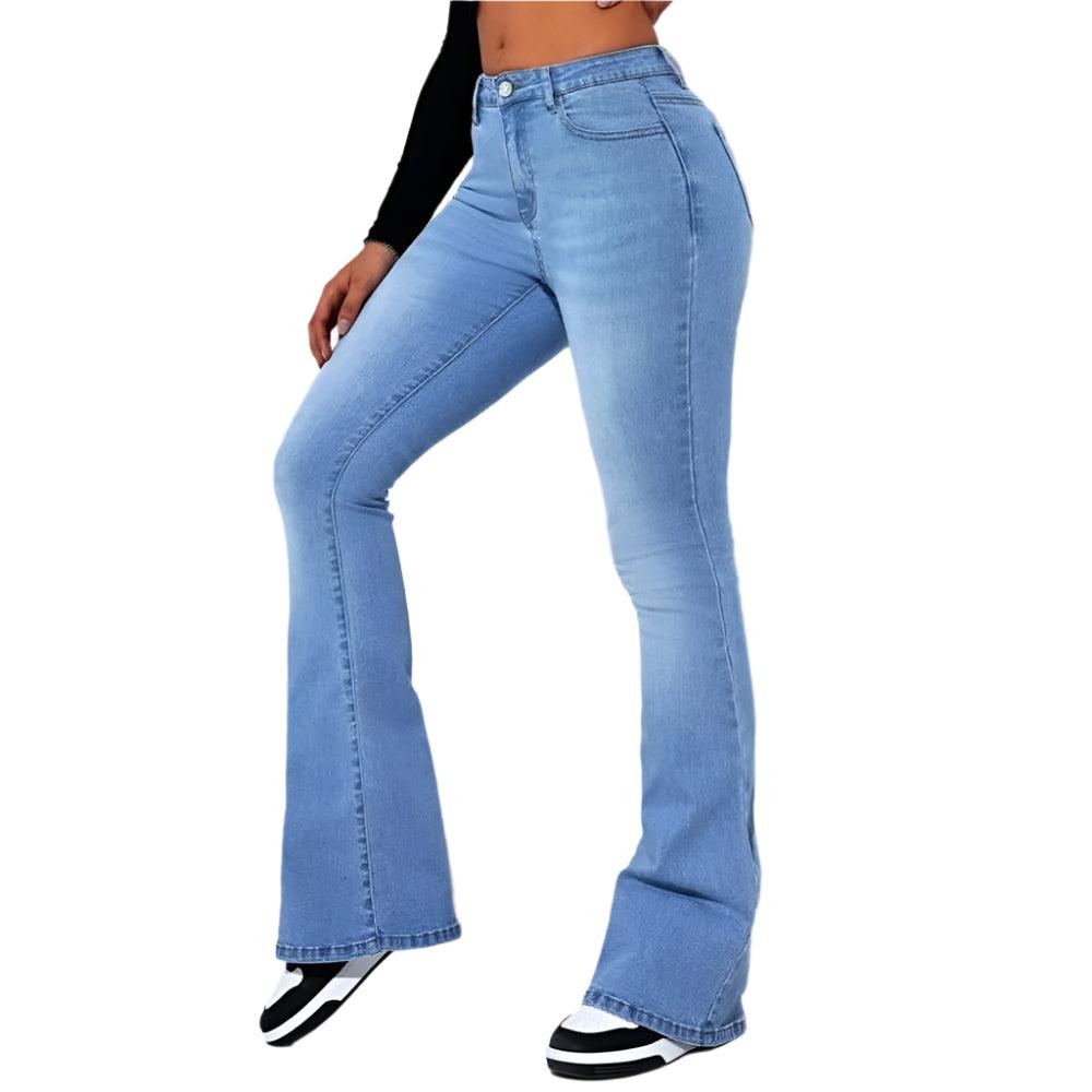 High-Waist Slim Fit Flare Jeans – European & American Hot-Selling Elastic Denim - JVMCL