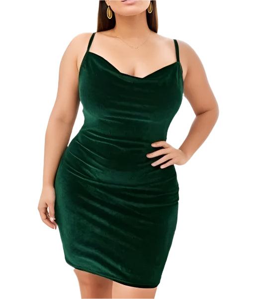 Plus Size Ruched Cami Dress – Elegant & Sexy Sleeveless Slim Dress - JVMCL