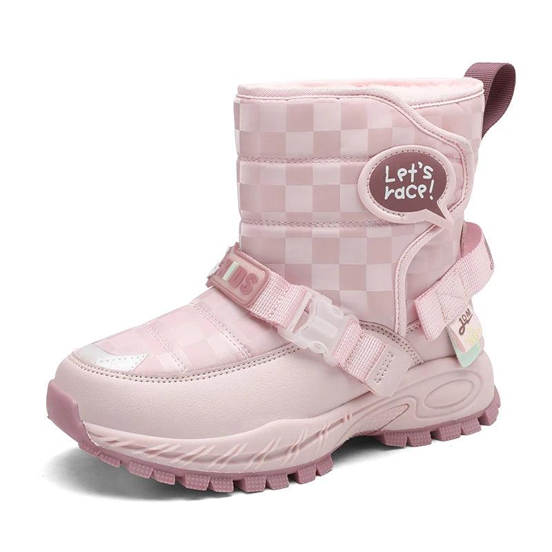 Children Warm Plush Rubber Fashion Sneakers Outdoor Girls Boys Kids Boots - JVMCL