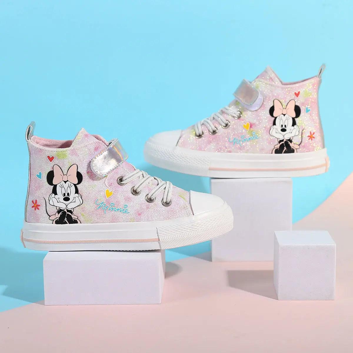 Anime Minnie Mouse Canvas Shoes - Cute Cartoon High-Top Sneakers for Girls and Students - JVMCL