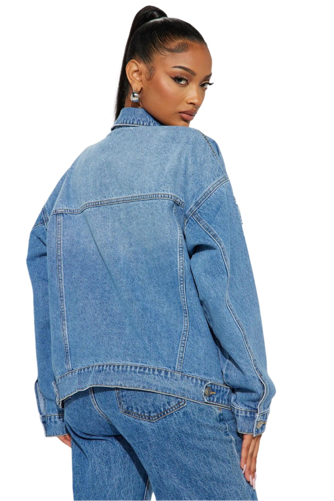 Fashionable Single Breasted Turn-Down Collar Casual Denim Jacket Coat - JVMCL