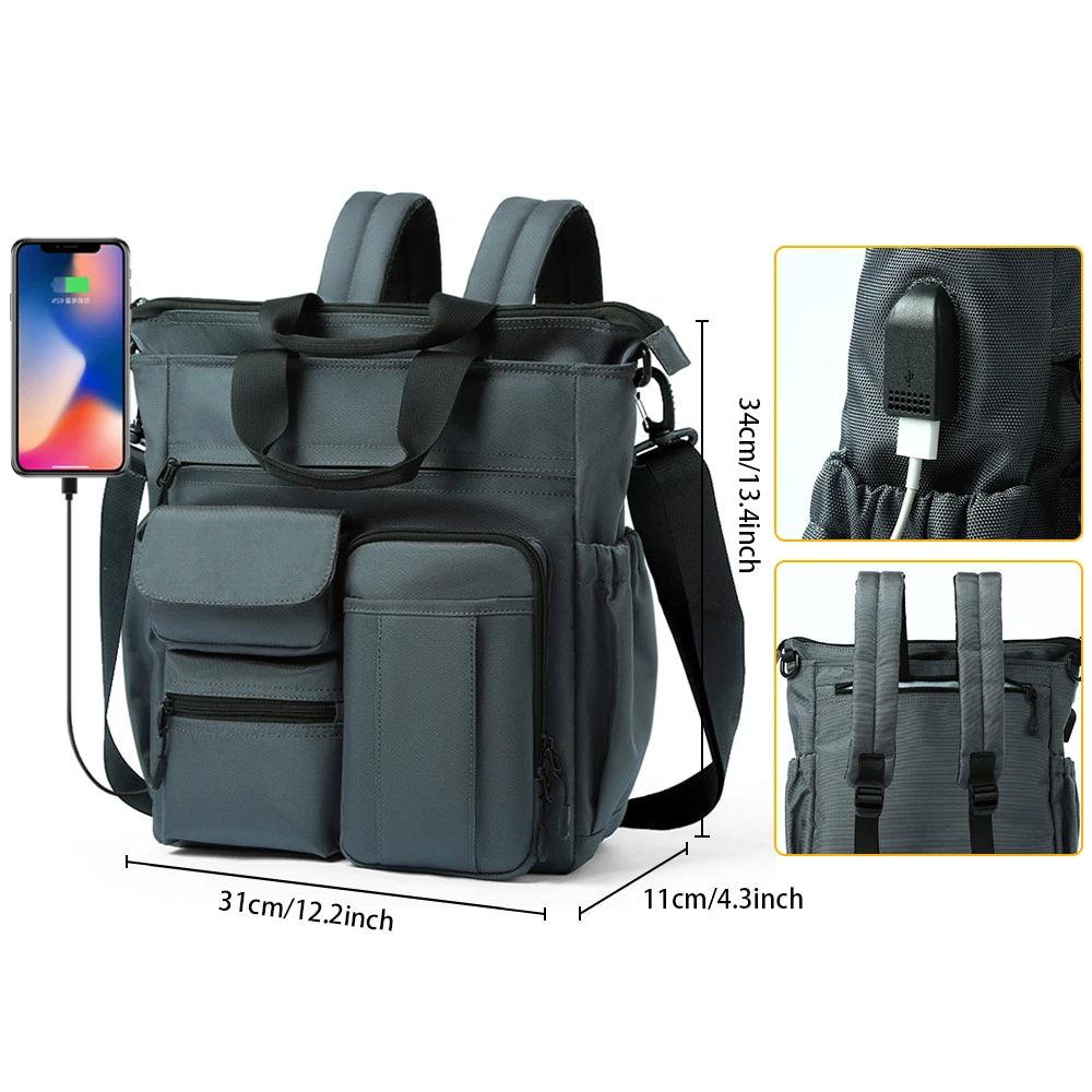 Business Briefcase Multifunction Fashion Shoulder Messenger Bag with USB Port - JVMCL