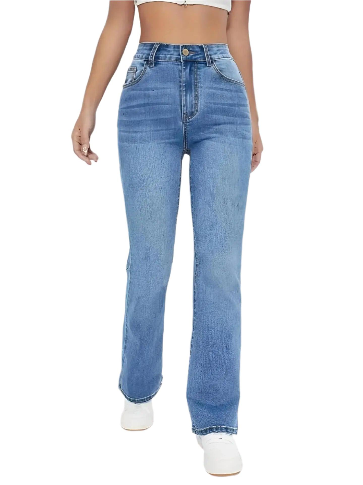 Slimming High-Waist Straight-Leg Jeans – European & American Casual Chic Denim - JVMCL