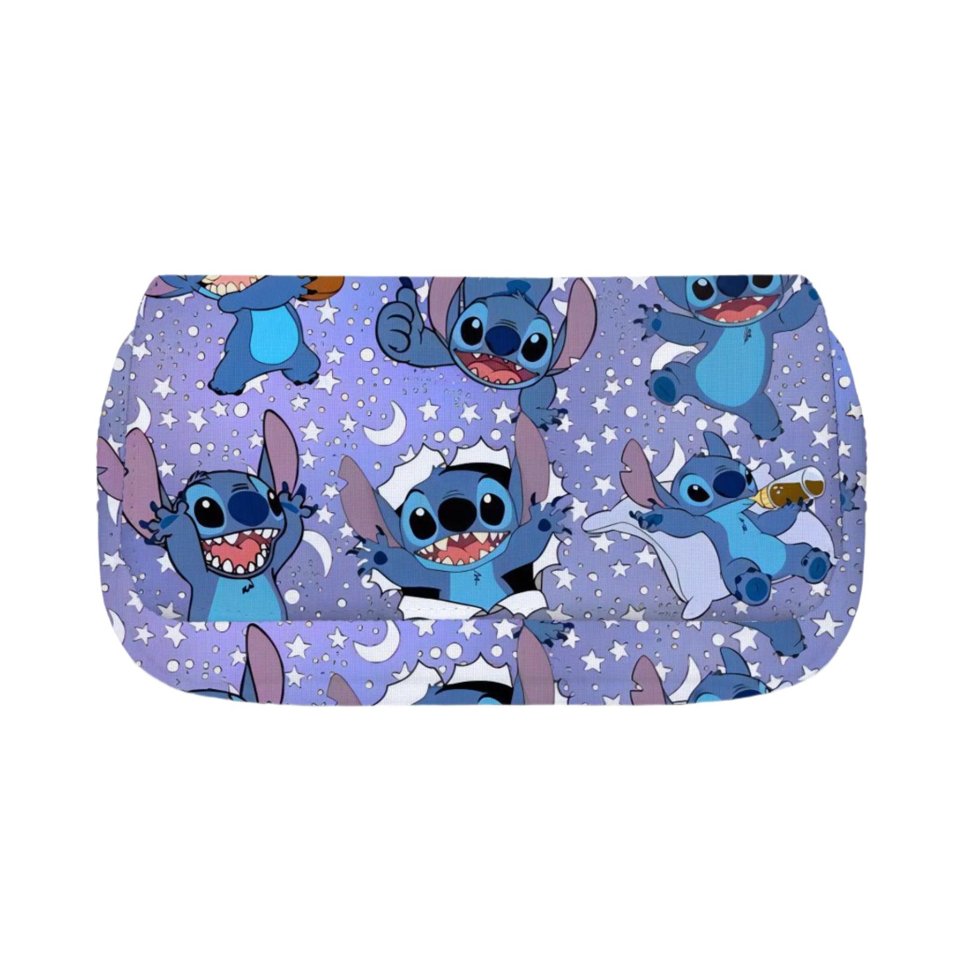 Stitch Fully Printed Flap Pen Bag - Large Capacity Cartoon Students Pencil Case - JVMCL