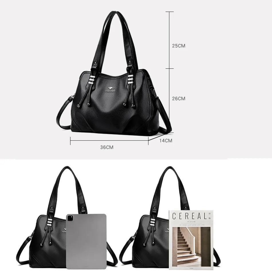 High-Quality Luxury 3-Layer Soft Leather Shoulder & Crossbody Designer Handbag - JVMCL