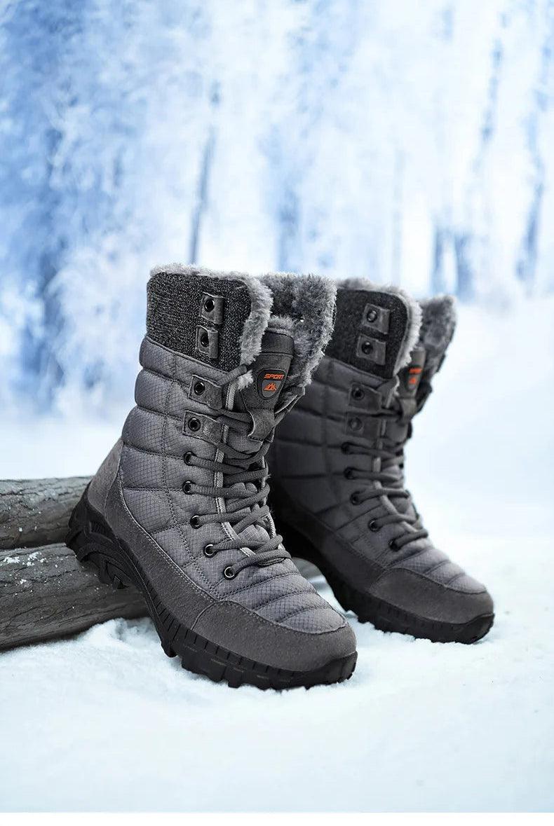 Super Warm Men Hiking Waterproof Leather Winter Snow Boots Sneakers - JVMCL