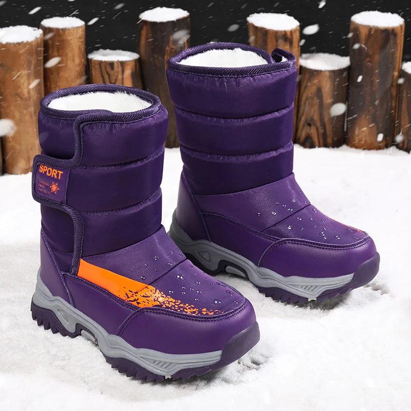 Adventure Warm Stylish Winter Outdoor Waterproof Plush Snow Boots for Kids - JVMCL