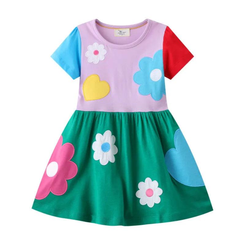 Charming Ladybug Embroidered Girls' Princess Dress –Summer Stripe Frock for Kids - JVMCL