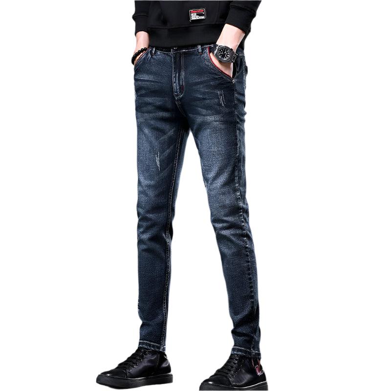 Men's Denim Jeans: Classic Stretch Slim Straight-Leg Trousers - JVMCL