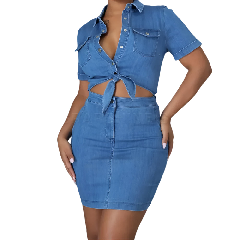 Stretch Straps Short Skirt Sexy & Chic Streetwear Slim Fit Denim Mini Dress