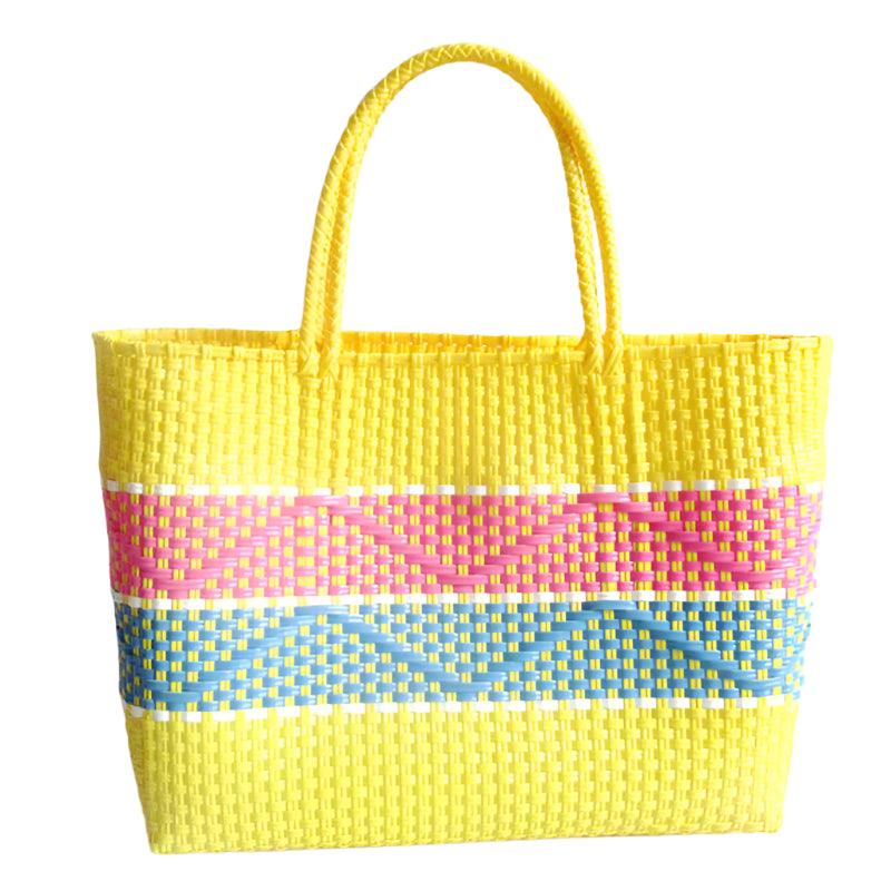 Handmade Plastic Woven Bohemian Tote – Summer Beach Shoulder Bag for Women - JVMCL