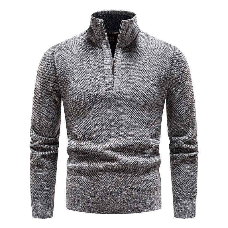 Thick Half-Zip Turtleneck Warm Knitted Pullover Sweater for Winter & Sportswear - JVMCL