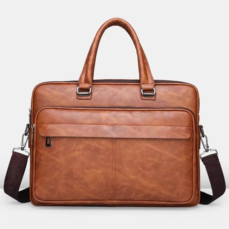 PU Leather Business Briefcase: Handbag, Laptop Folder & Crossbody Messenger Bag - JVMCL