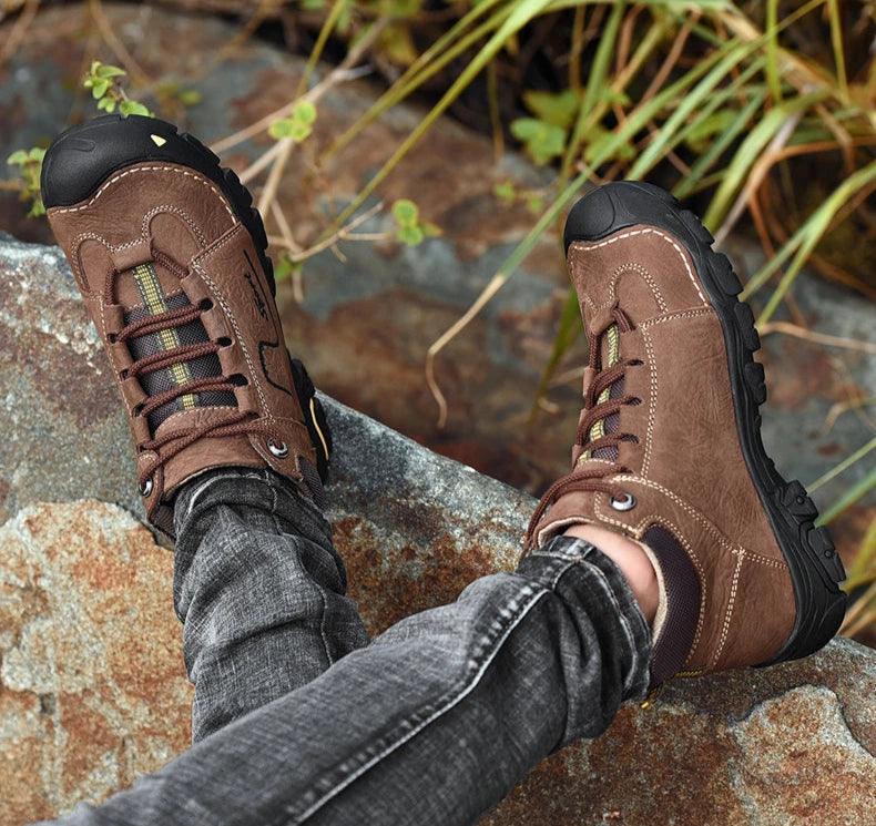 Golden Sapling Outdoor Boots Genuine Leather Men's Shoes Winter Tactical Shoe Platform Men Work Boot Mountain Trekking Chaussure - JVMCL