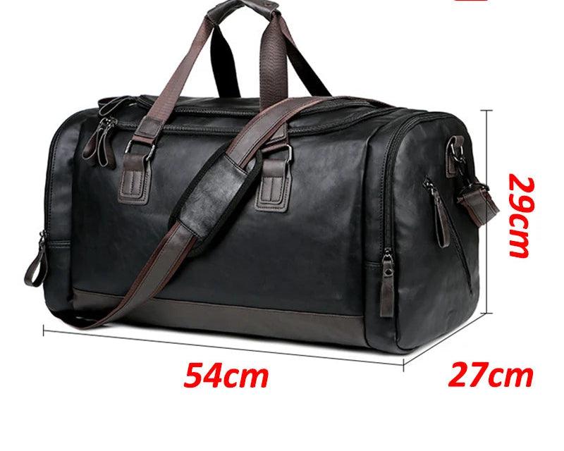 Men’s PU Leather Gym Duffel Bag – Stylish Travel & Fitness Shoulder Tote - JVMCL