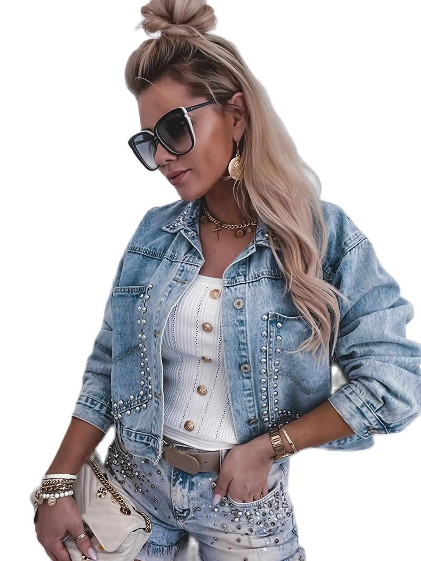 Women's Autumn Winter Long Sleeve Short Denim for Fashion Jeans Jacket Coat - JVMCL