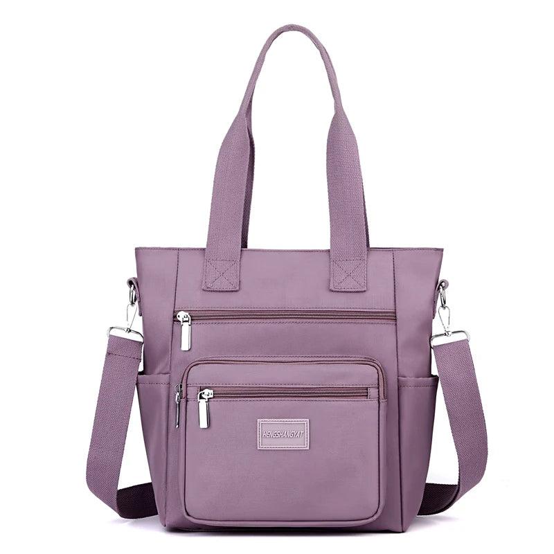 High-Capacity Solid Zipper Shoulder Bag - Multi-Partition Casual Tote for Women - JVMCL