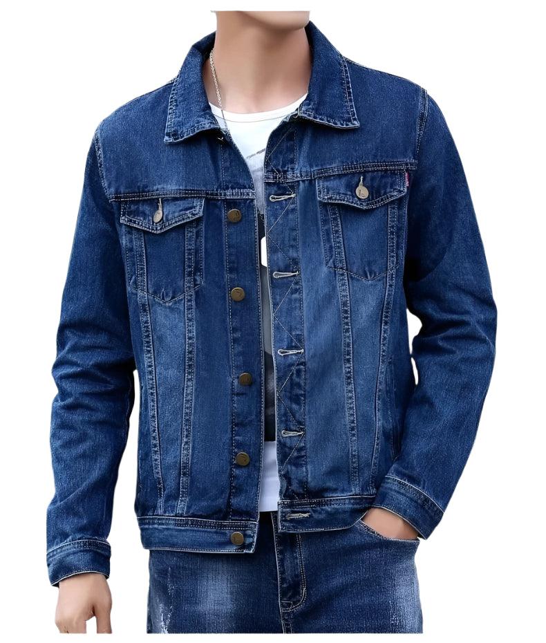 Men's Retro Denim Jacket – Slim Fit Washed Casual Jeans Coat for Spring & Autumn - JVMCL