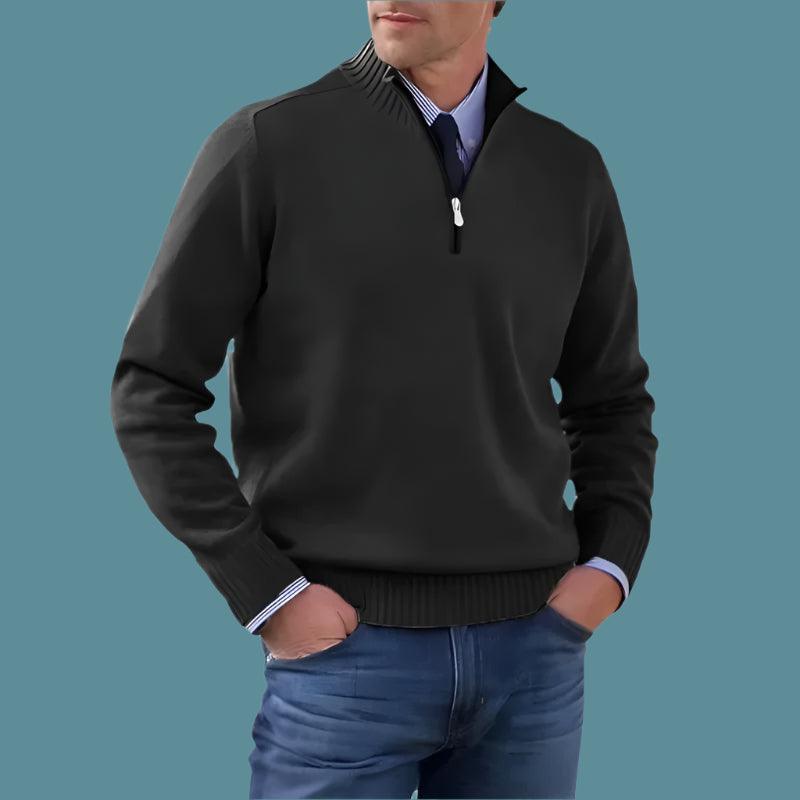 Men’s Autumn Half-Zip Breathable Knitted Turtleneck Pullover Sweater Jacket - JVMCL