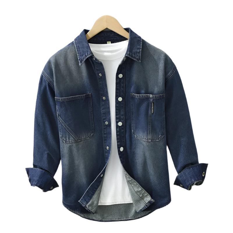 Cotton Men's Casual Denim Coat: Spring Fashion High-Quality Long Sleeve Shirt - JVMCL