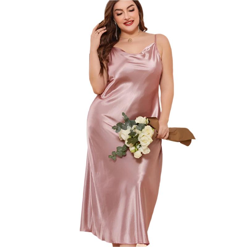 Plus Size Satin Nightgown – Sexy & Elegant Lace Chemise for Women (XL-5XL) - JVMCL